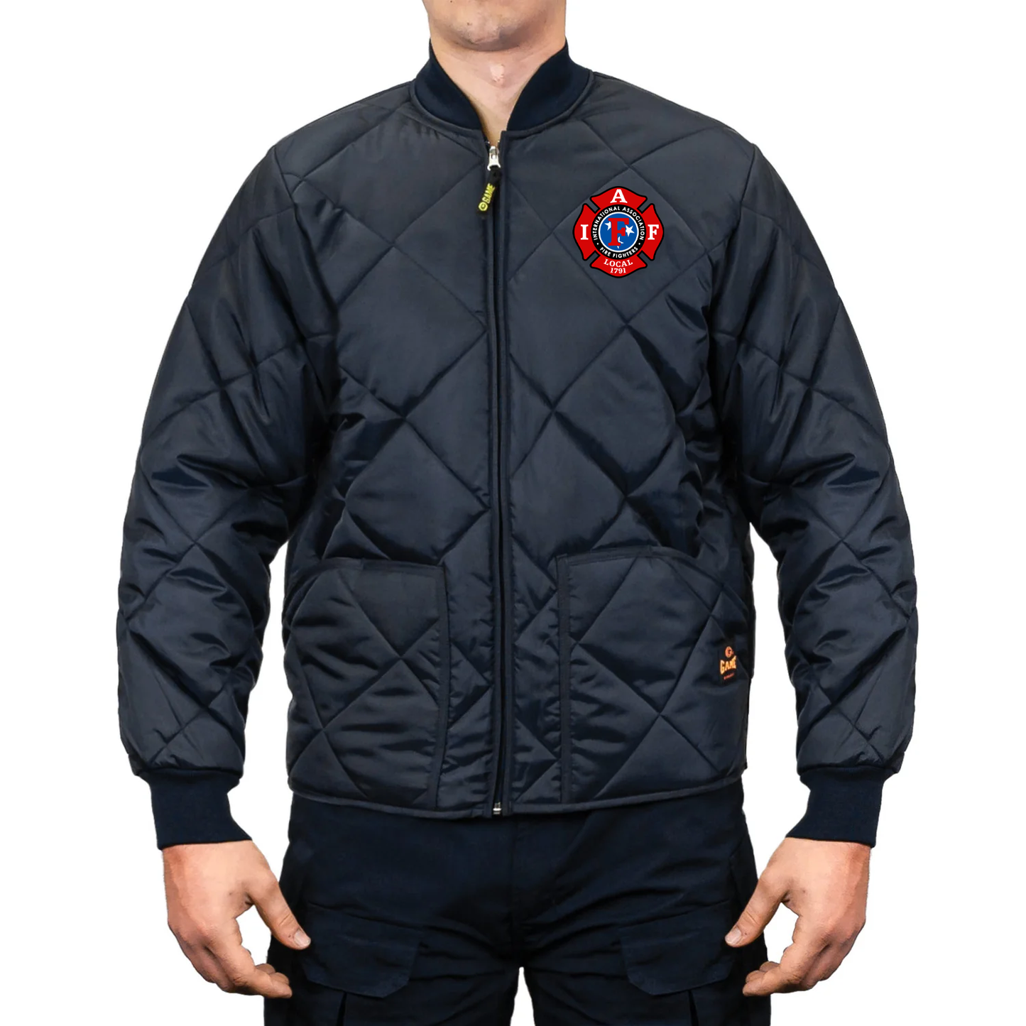Embroidered IAFF The Bravest Diamond Quilted Jacket