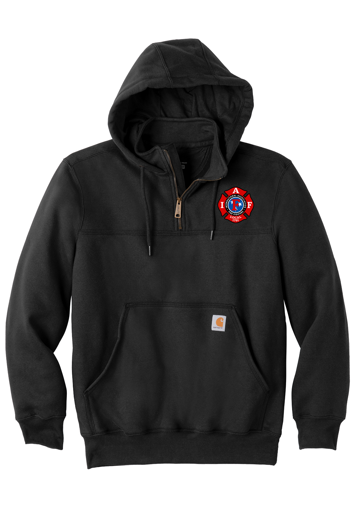 Embroidered IAFF Carhartt® Rain Defender® Paxton Heavyweight Hooded Zip Mock Sweatshirt