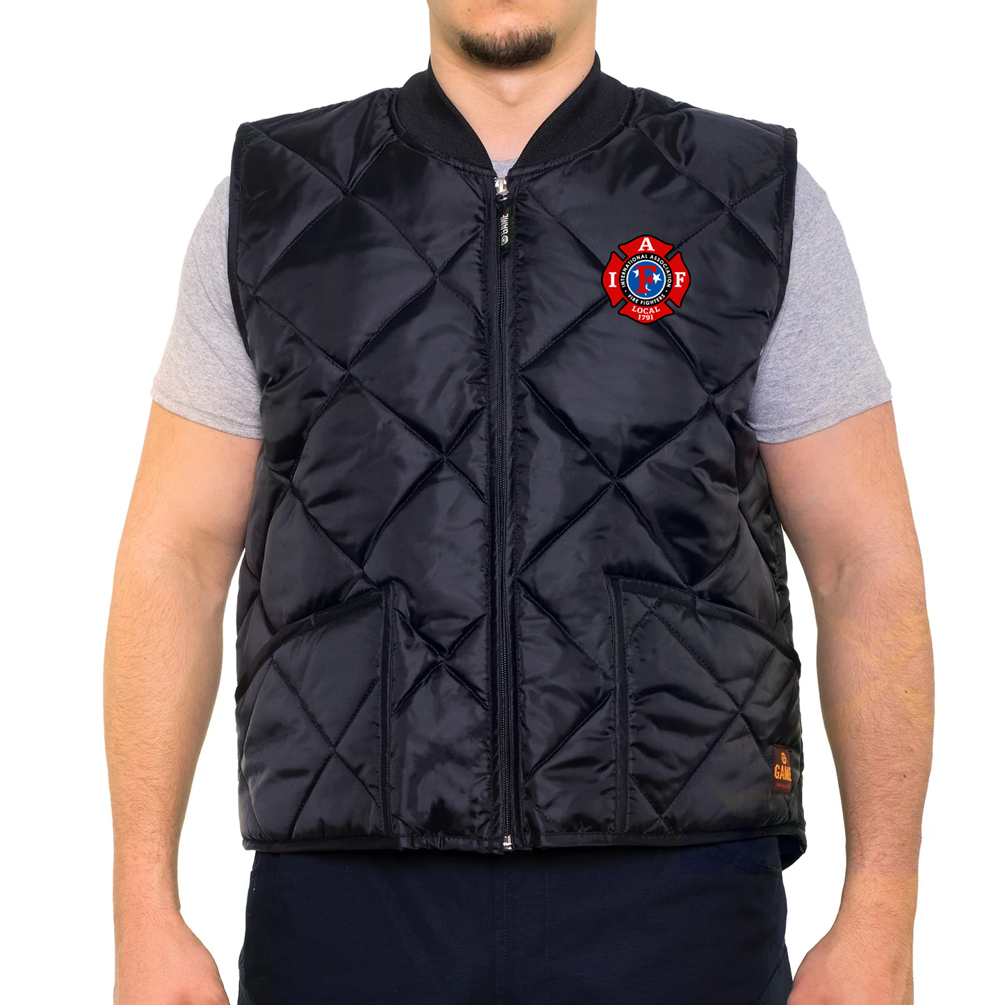 Embroidered IAFF The Finest Diamond Quilted Vest