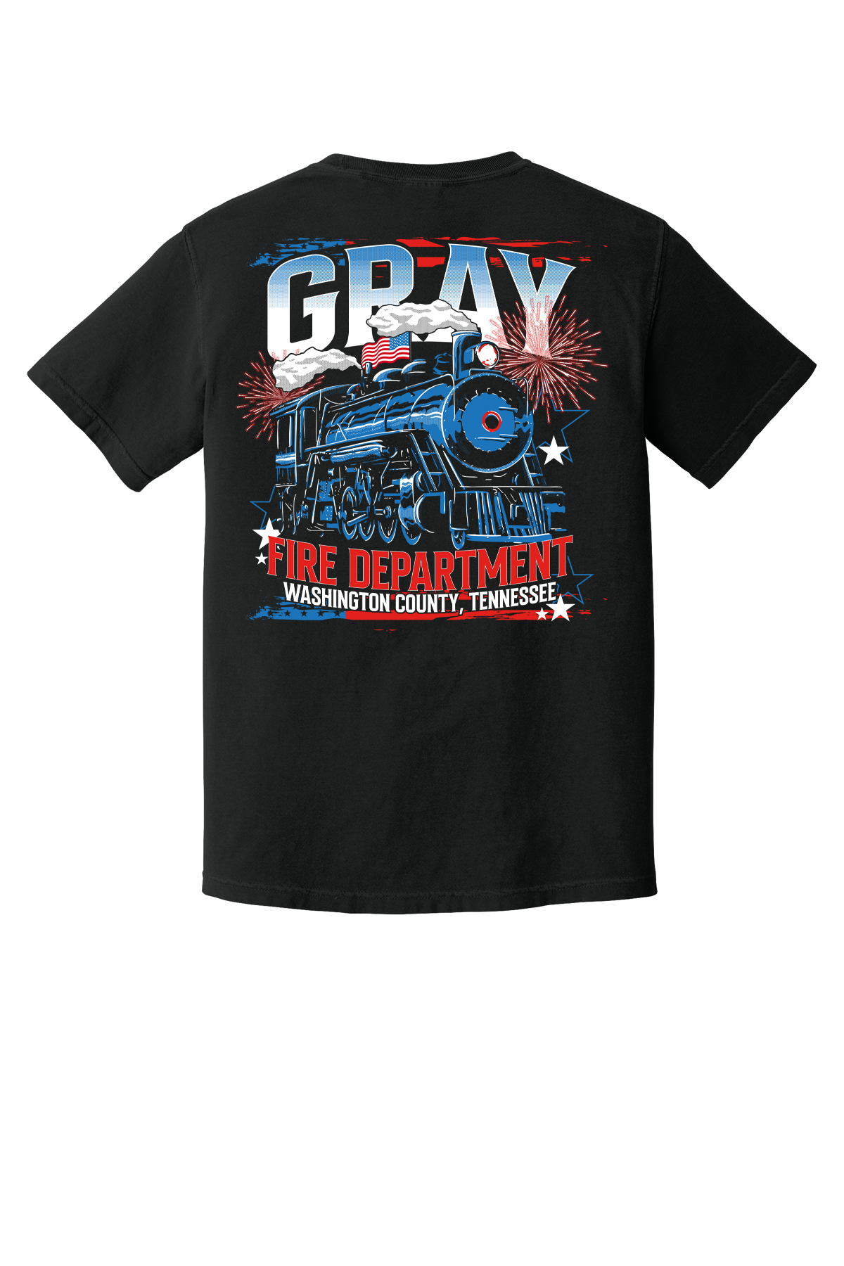 Gray Fire Department Comfort Colors Fireworks T-Shirt